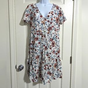 NWT Maurices Small botanical Floral ruffle hem dress
